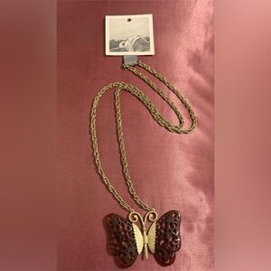 Anthropologie Boho Butterfly Pendant Necklace